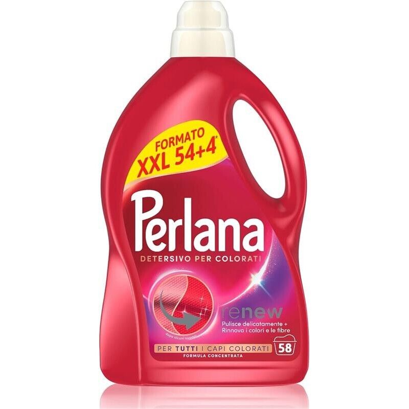 PERLANA DETERSIVO PER COLORATI LIQUIDO PER TUTTI I CAPI PER FIBRE RINNOVATE 58 LAVAGGI