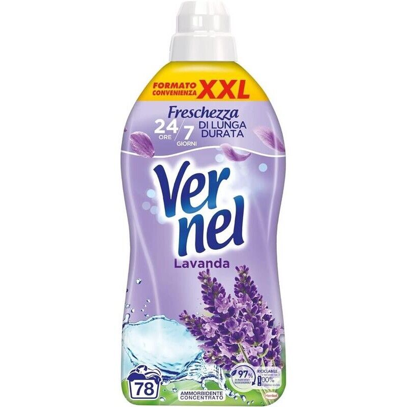 VERNEL LAVANDA AMMORBIDENTE LAVATRICE INTENSA FRESCHEZZA E MORBIDEZZA CONFEZIONE XXL DA 1,9 LITRI 78 LAVAGGI