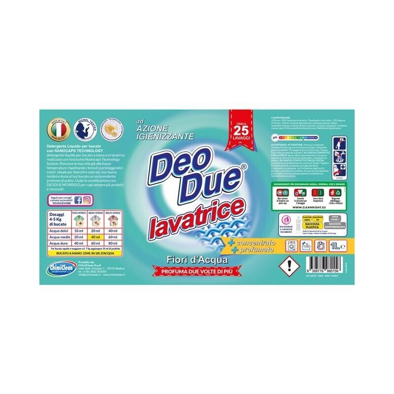 DEODUE DETERGENTE LIQUIDO PER BUCATO FINO A 25 LAVAGGI FIORI ACQUA