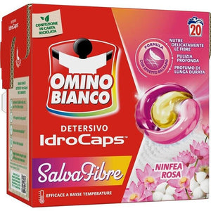 OMINO BIANCO DETERSIVO LAVATRICE IN CAPS SALVA FIBRE  EFFICACE A BASSE TEMPERATURE NINFEA ROSA 20 CAPS