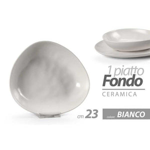 PIATTO FONDO IN CERAMICA DA 23 CM IN COLORE BIANCO