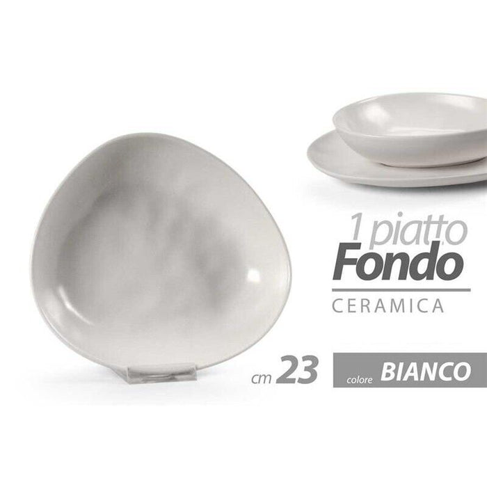 PIATTO FONDO IN CERAMICA DA 23 CM IN COLORE BIANCO