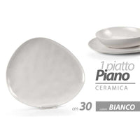 PIATTO PIANO IN CERAMICA DA 30 CM IN COLORE BIANCO