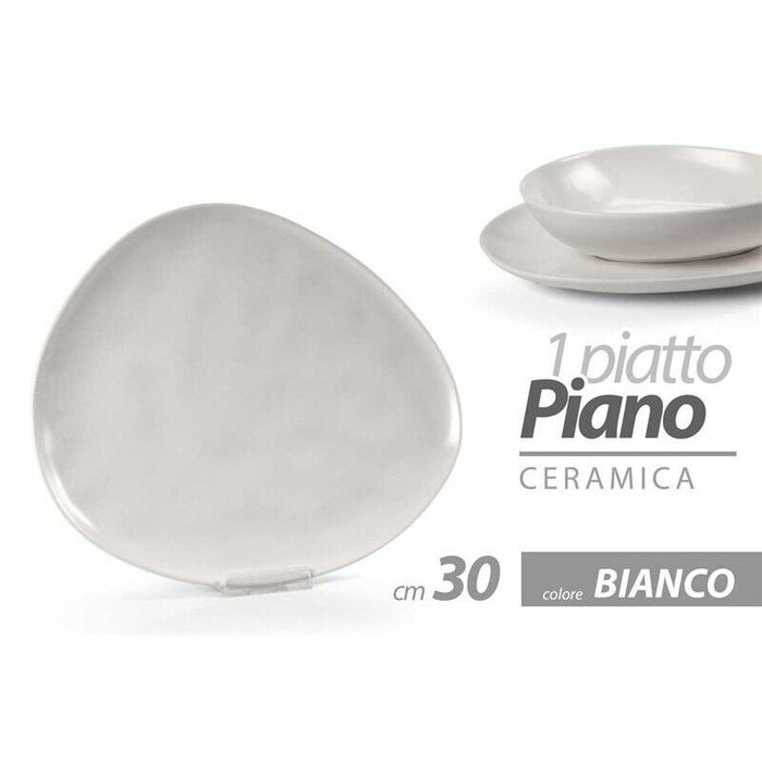 PIATTO PIANO IN CERAMICA DA 30 CM IN COLORE BIANCO