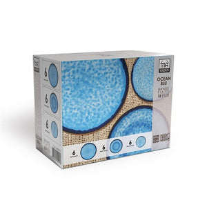 MA MAISON SERVIZIO PIATTI 18 PEZZI STILE ASTRATTO BLU 6 FONDI - 6 PANI - 6 DA DESSERT PER LAVASTOVIGLIE E MICROONDE 6 PERSONE