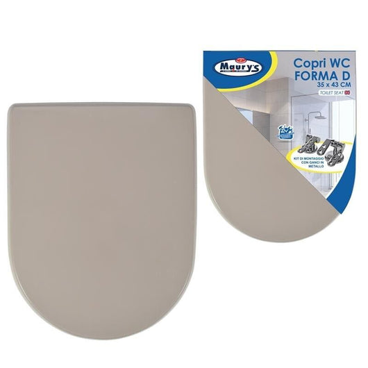 MAURY'S COPRI WC CON KIT DI MONTAGGIO E GANCI IN METALLO IN COLORE TORTORA