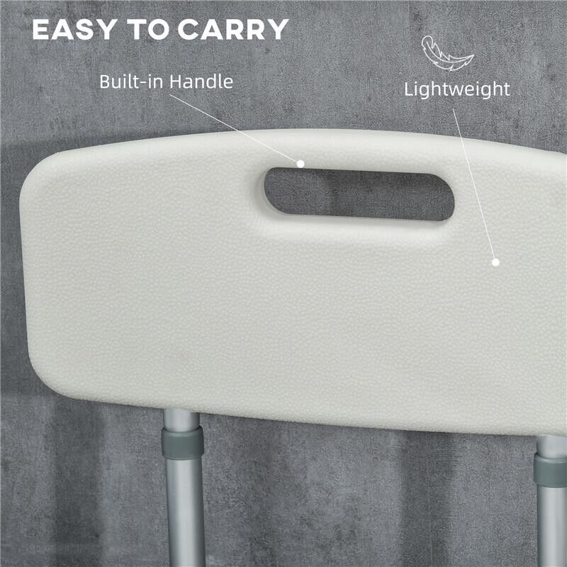 SEDIA DOCCIA AD ALTEZZA REGOLABILE CON BRACCIOLI E CUSCINO RIMOVIBILE 53.5X52X80-90 CM, BIANCA