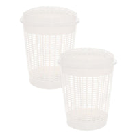 KIT SET 2 PZ CESTONE MULTIUSO FORATO CON COPERCHIO CAPIENZA 60 LT COLORE BEIGE