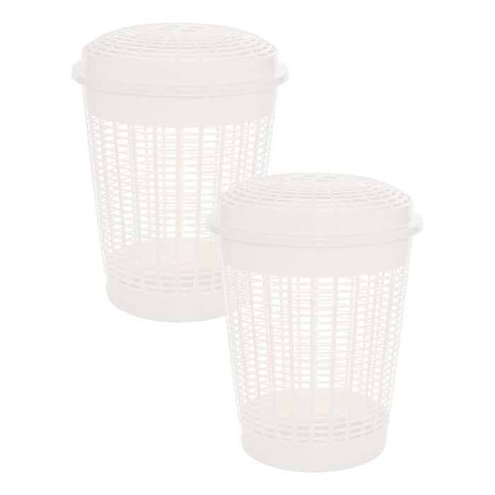 KIT SET 2 PZ CESTONE MULTIUSO FORATO CON COPERCHIO CAPIENZA 60 LT COLORE BEIGE