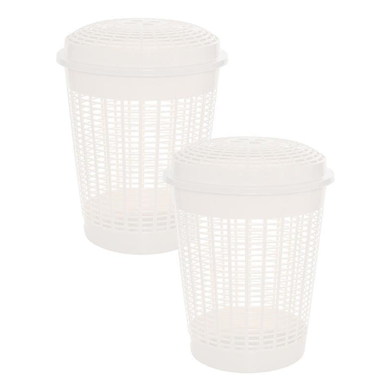 KIT SET 2 PZ CESTONE MULTIUSO FORATO CON COPERCHIO CAPIENZA 60 LT COLORE BEIGE