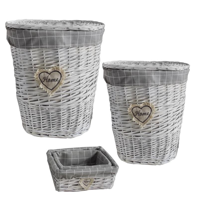 SWEET SET 2 CESTI RETTANGOLARI GRIGI E 2 CESTI ROTONDI GRANDI