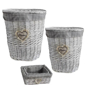 SWEET SET 2 CESTI RETTANGOLARI GRIGI E 2 CESTI ROTONDI GRANDI