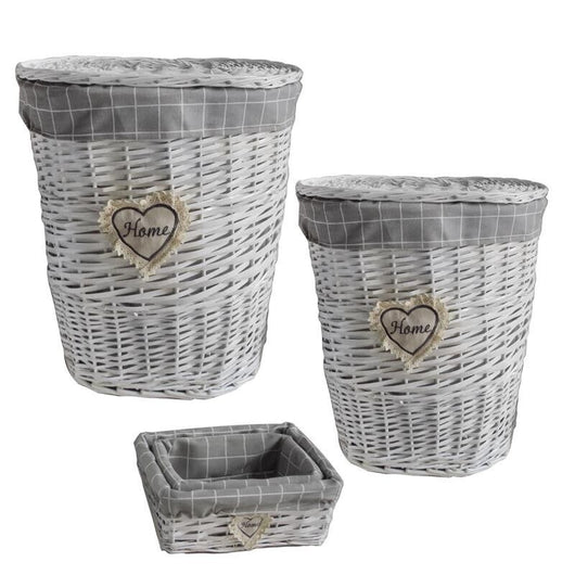 SWEET SET 2 CESTI RETTANGOLARI GRIGI E 2 CESTI ROTONDI GRANDI