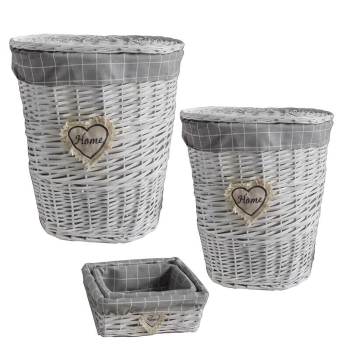 SWEET SET 2 CESTI RETTANGOLARI GRIGI E 2 CESTI ROTONDI GRANDI