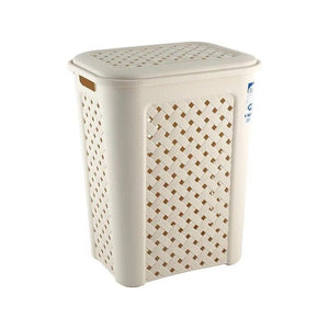 ARIANNA PORTABIANCHERIA 50 LT ANGORA SUPERFICIE INTRECCIATA EFFETTO VIMINI 43,5 X 33,5 X H 55 CON COPERCHIO