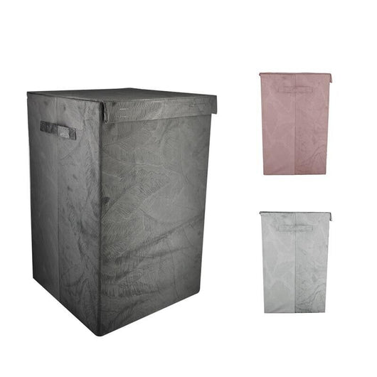 PORTABIANCHERIA LUX PIEGHEVOLE CON MANIGLIE 35X35XH55 CM IN VLETTUNO FANTASIA FOGLIE ESOTICHE + COPERCHIO COLORI ASSORTITI