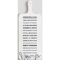 TAGLIERE DA CUCINA BIANCO IN MISURA 15X37 CM CON TEMA E SCRITTA LE REGOLE DELLA CUCINA