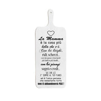 TAGLIERE DA CUCINA BIANCO IN MISURA 15X37 CM CON TEMA E SCRITTA CUORE DI MAMMA