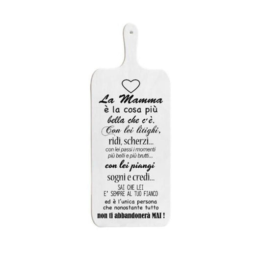 TAGLIERE DA CUCINA BIANCO IN MISURA 15X37 CM CON TEMA E SCRITTA CUORE DI MAMMA