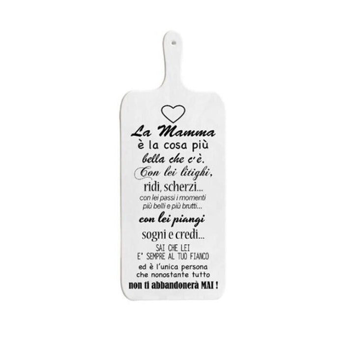 TAGLIERE DA CUCINA BIANCO IN MISURA 15X37 CM CON TEMA E SCRITTA CUORE DI MAMMA