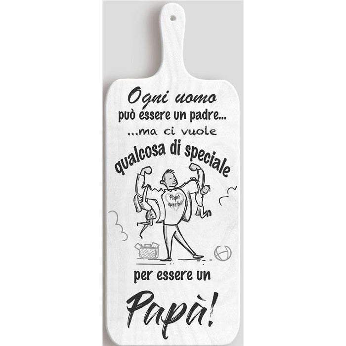 TAGLIERE DA CUCINA BIANCO IN MISURA 15X37 CM CON TEMA E SCRITTA SUL PAPA'