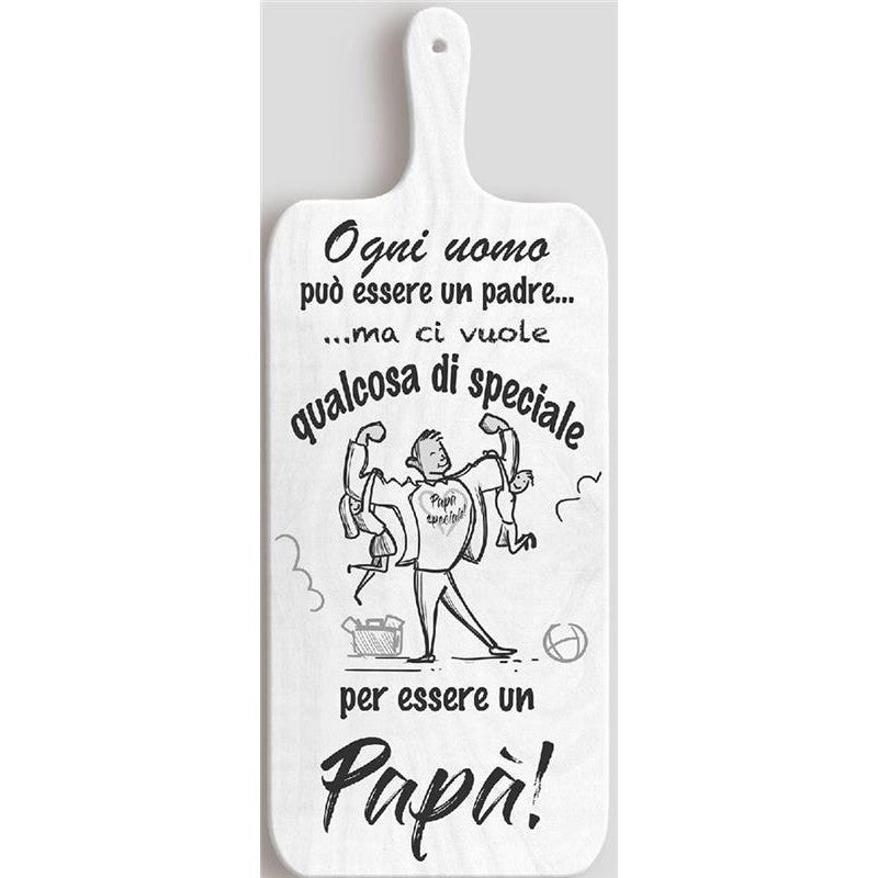 TAGLIERE DA CUCINA BIANCO IN MISURA 15X37 CM CON TEMA E SCRITTA SUL PAPA'