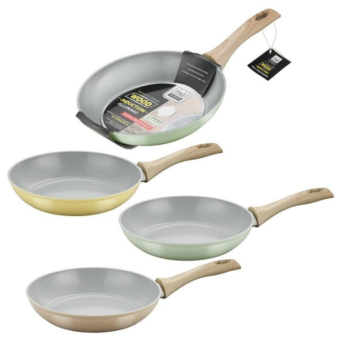 MA MAISON PADELLA IN ALLUMINIO MODELLO WOOD INDUCTION CM 30 MANICO ERGONOMICO COLORI ASSORTITI