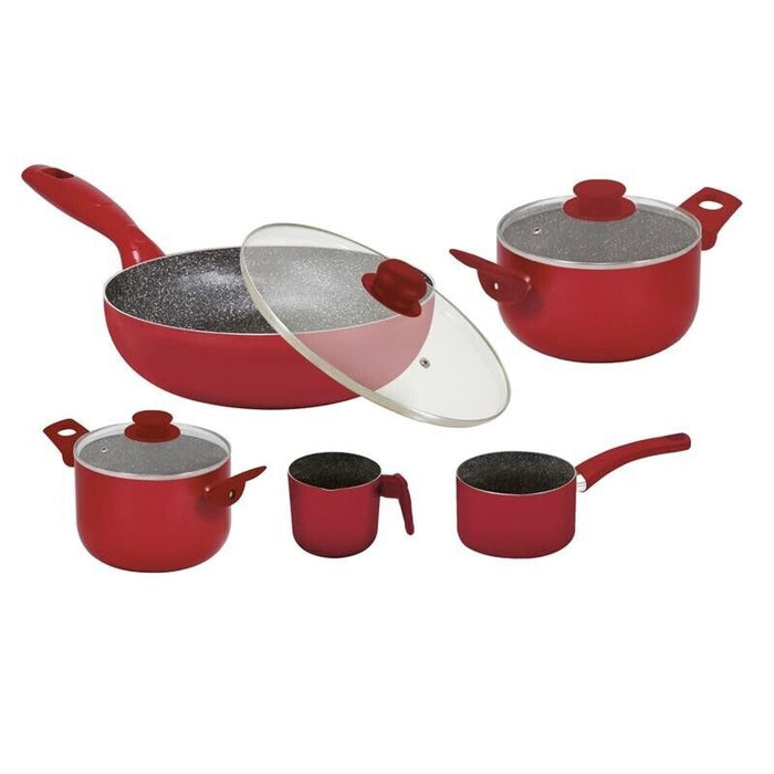 MAURY'S BATTERIA PREMIUM DI PENTOLE DA 8 PEZZI IN COLORE ROSSO