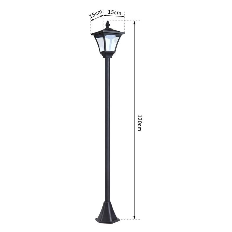 LAMPIONE DA GIARDINO CON LED A PANNELLI SOLARI 120 CM COLORE NERO