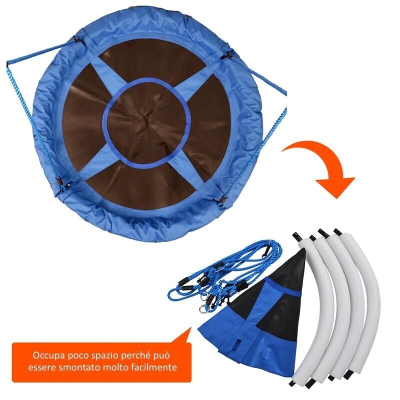 ALTALENA ROTONDA PER BAMBINI 100 X 180 CM BLU E NERA