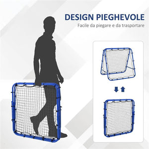 RETE DA CALCIO REBOUNDER PIEGHEVOLE CON ANGOLO REGOLABILE E PICCHETTI, 100X95X90 CM, BLU