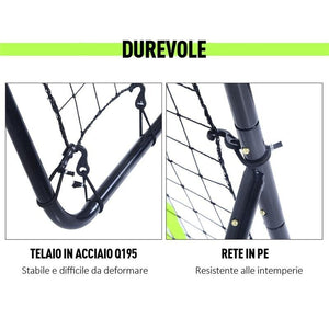 RETE ELASTICA RIMBALZO RIMBALZATORE PORTATILE DA CALCIO E RUGBY  90X80X140 CM