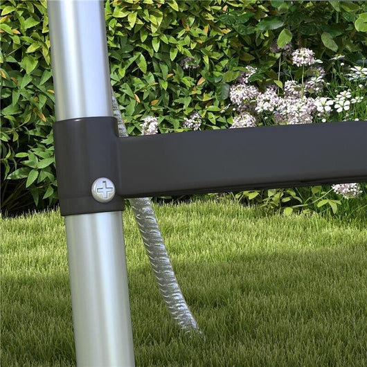 SCALETTA PER TRAMPOLINO ELASTICO REGOLABILE A 3 O 2 SCALINI IN ACCIAIO, 97X32CM, ARGENTO