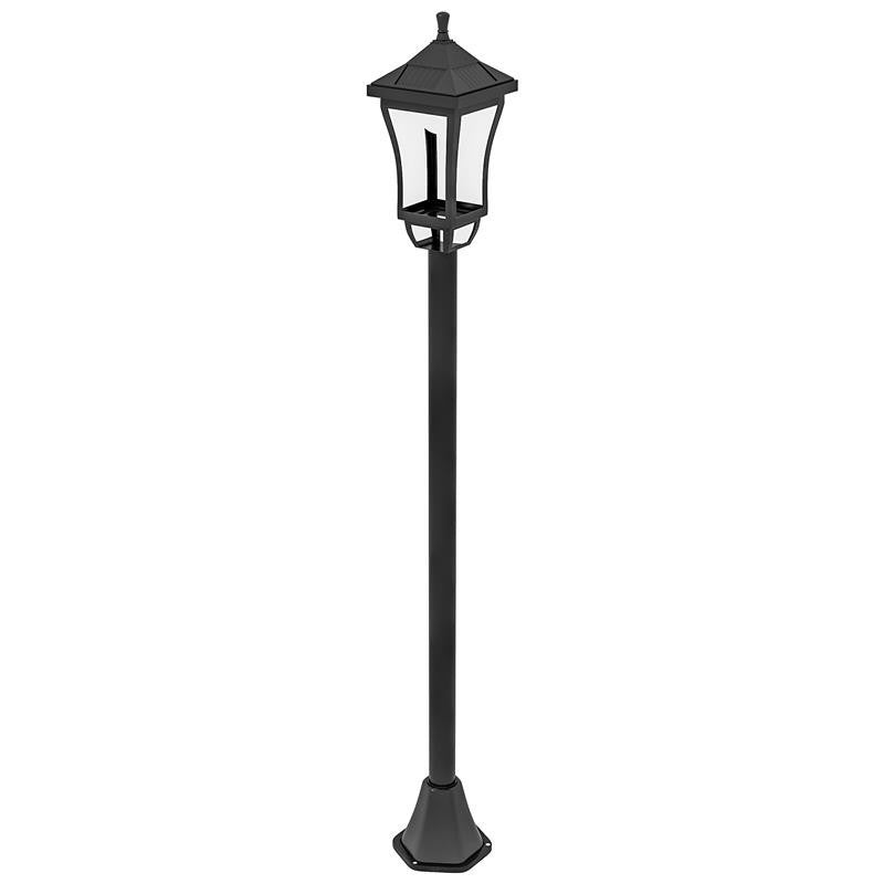LAMPIONE DA GIARDINO CON 6H AUTONOMIA E ANCORAGGIO A TERRA, IN ABS E POLICARBONATO, 15X15X127 CM, NERO