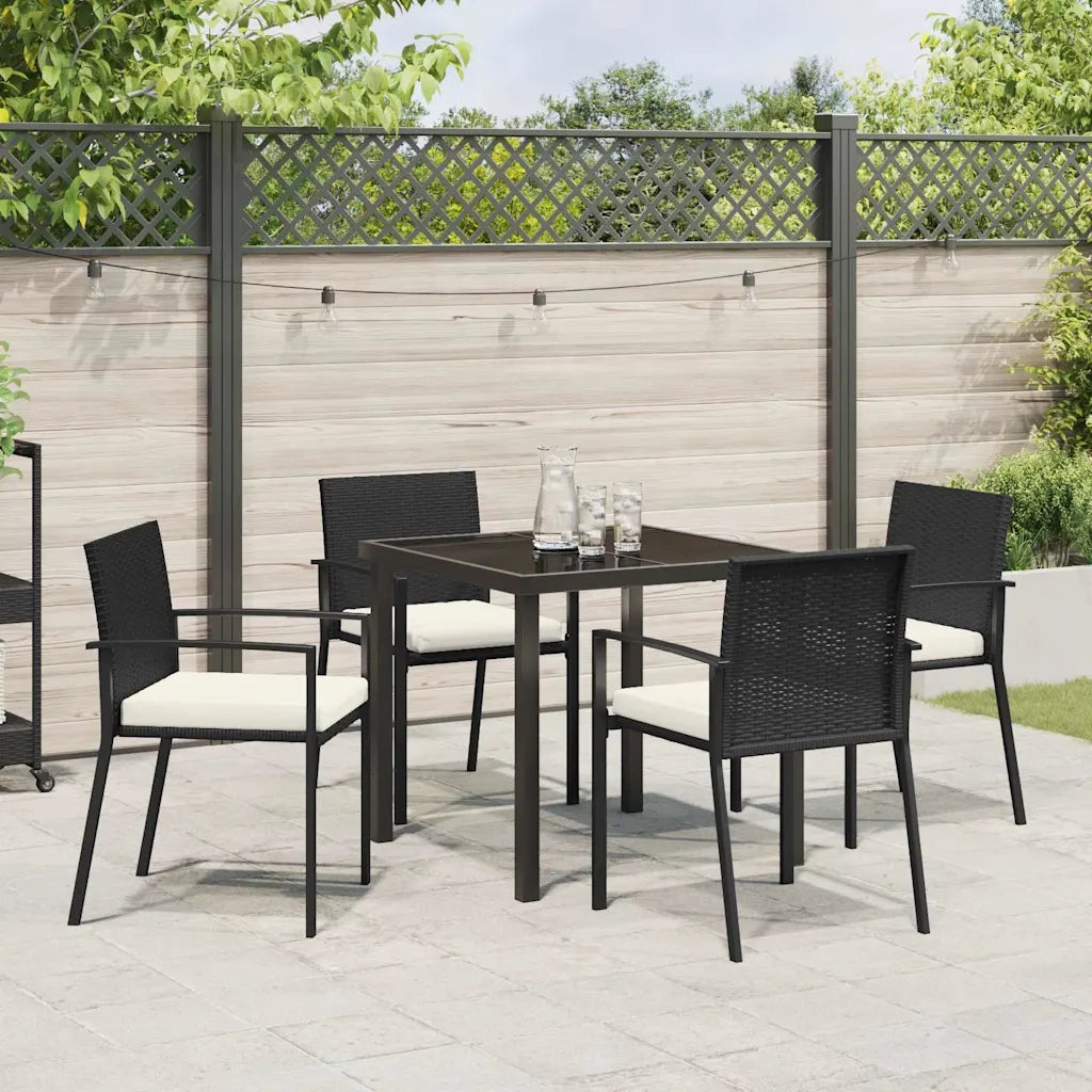 Set da Pranzo per Giardino 5 pcs Nero