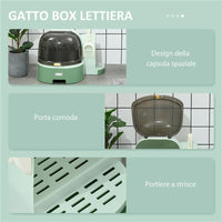LETTIERA PER GATTI CHIUSA CON COPERCHIO APRIBILE E VASSOIO ESTRAIBILE, 52X60X42CM, VERDE