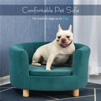 DIVANO PER ANIMALI DI PICCOLA TAGLIA IN VELLUTO 65X64X37CM VERDE