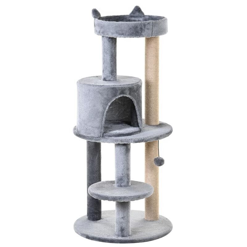 ALBERO TIRAGRAFFI PER 1-2 GATTI DI 4.5KG CON 3 LIVELLI GRIGIO 48X48X104CM