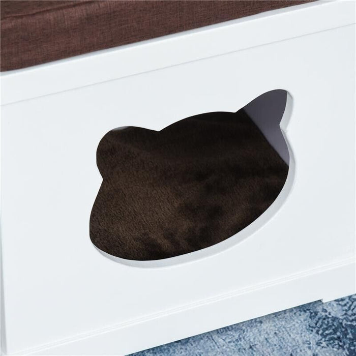 CUCCIA PER GATTI IN LEGNO CON 2 CUSCINI E TIRAGRAFFI RIMOVIBILI BIANCO
