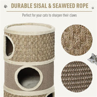 CASETTA CUCCIA PER GATTI TIRAGRAFFI A TORRE 3 NICCHIE CORDA IN SISAL ALGA MARINA