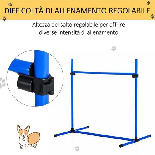 SET DI 4 OSTACOLI PER ADDESTRAMENTO CANI ALTEZZA REGOLABILE 99X65X94CM