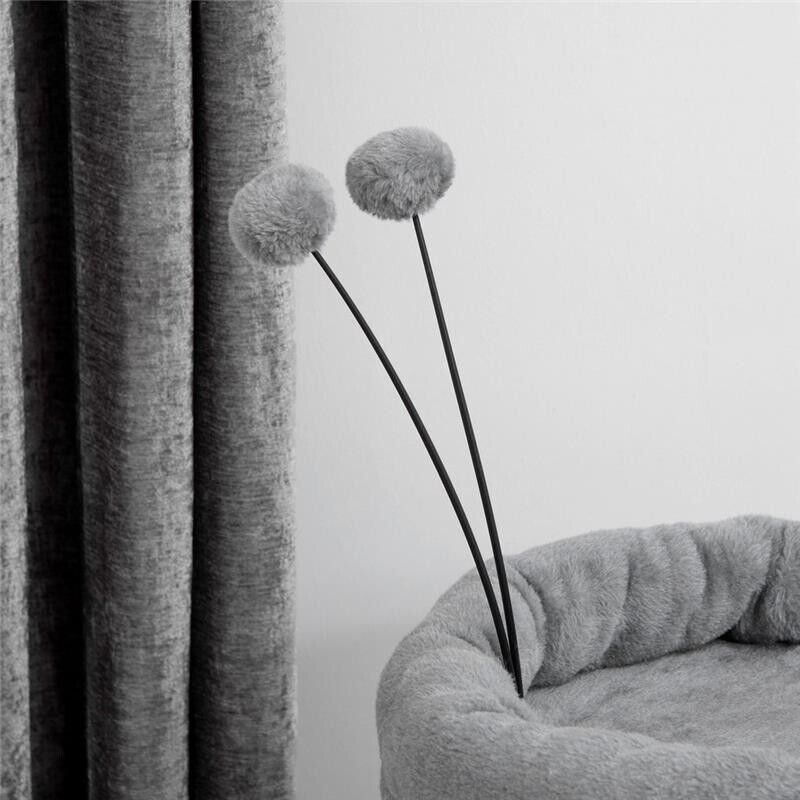 ALBERO TIRAGRAFFI PER GATTI CON CASETTA E LETTINO, PALI IN SISAL E PALLINE, 44.5X44.5X73.5CM, GRIGIO