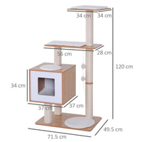 ALBERO PER GATTI IN SISAL CON CUCCIA, PIATTAFORME E GIOCHI, 60X40X120CM