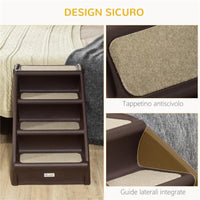 SCALETTA PER CANI PIEGHEVOLE CON 4 GRADINI ANTISCIVOLO IN PP MARRONE