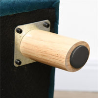 DIVANETTO PER CANI E GATTI STILE SCANDINAVO CON CUSCINO IMBOTTITO IN VELLUTO E LEGNO, 64X45X36CM, BLU