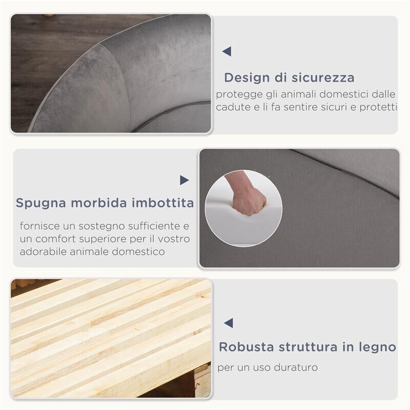 DIVANO PER CANI E GATTI DA INTERNI DI TAGLIA PICCOLA, GRIGIO CHIARO