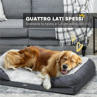LETTINO PER CANI TAGLIA GRANDE IMBOTTITO CON CUSCINO RIMOVIBILE LAVABILE, 120X80X22CM, GRIGIO CARBONE