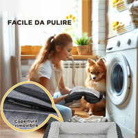 LETTINO PER CANI TAGLIA MEDIA IMBOTTITO CON CUSCINO RIMOVIBILE LAVABILE, 90X69X21CM, GRIGIO CARBONE