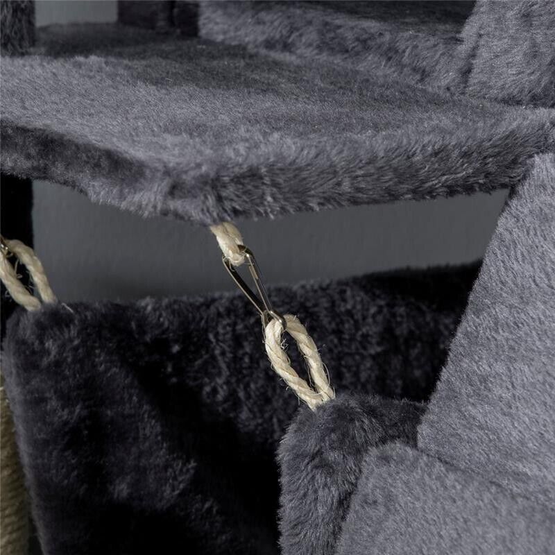 ALBERO PER GATTI CON TIRAGRAFFI PER GATTI, CASETTA PER GATTI, AMACA, LETTO, TUNNEL E PALLINA, 48X48 X125 CM, GRIGIO