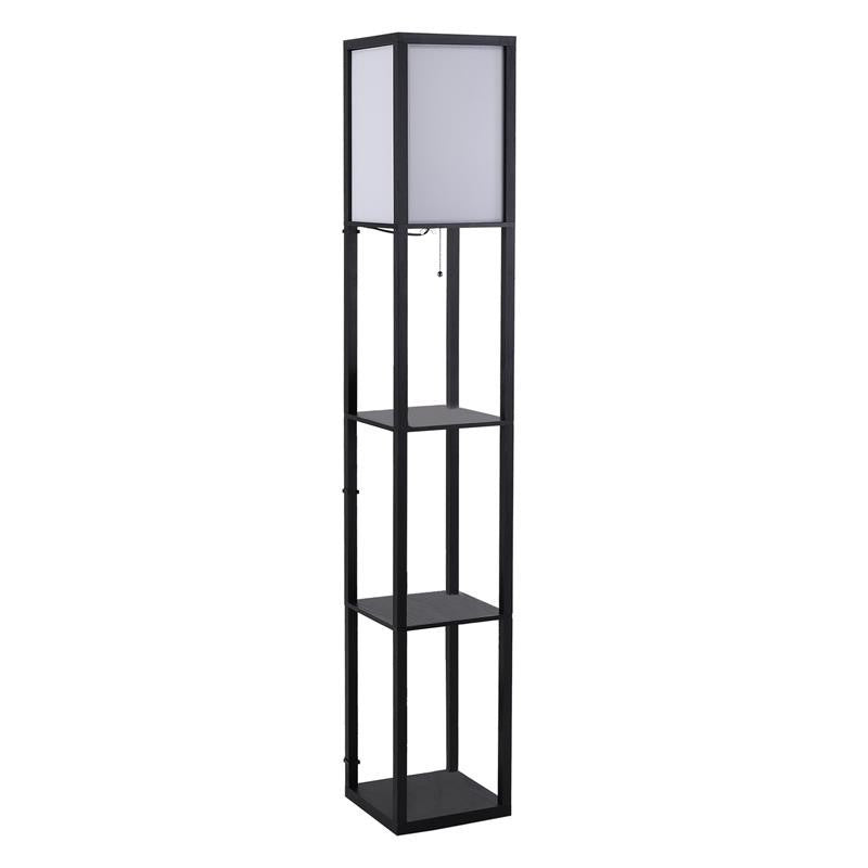 LAMPADA DA TERRA CON LIBRERIA 3 LIVELLI 26 X 26 X 160 CM NERO